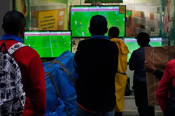 Live Nordic football match streaming on a living room TV